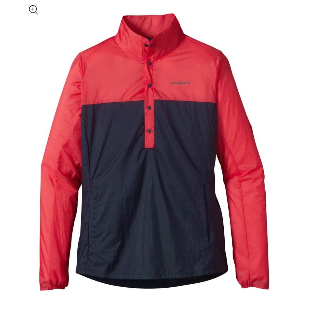 Patagonia Houdini Pullover Women S Red Navy Excellent Snap Windbreaker Jacket